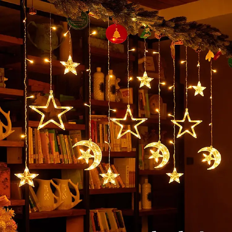 Indoor Le Curtain Lights Full Of Stars String Lights Decorated Christmas Holiday Lights
