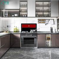 Ais Armoire Cuisine Moderne Petit Design Personnalisé Prêt à l'Emploi Petit Design Aluminium Verre Gris Pvc Armoires de Cuisine Chine