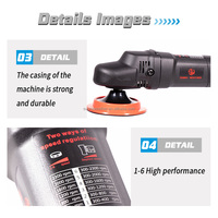 T12300 Polisseuse rotative 5 pouces 1000W 220V Verticale Double Action 400-2300 RPM Correction de peinture M14 Filetage 4M Câble rouge