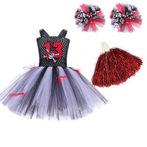 Disfraces de Halloween para TV y películas, vestido de tutú de malla de payaso rojo y negro para chico, vestido de artista de escenario con diadema - Product Image 6