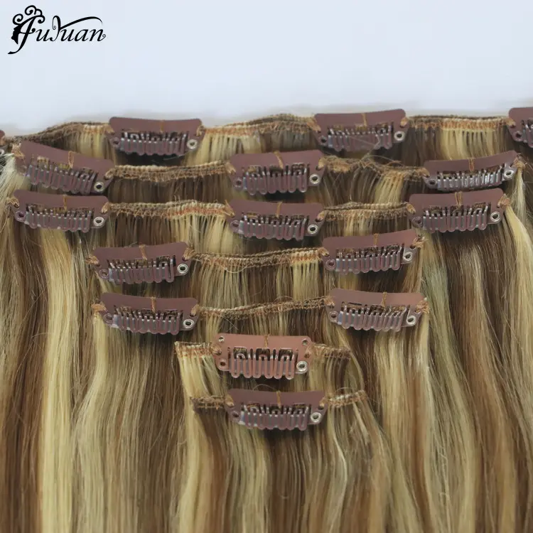 Factory Hot Selling Double Drawn Full Head Clip in 100% Human Hair Extension