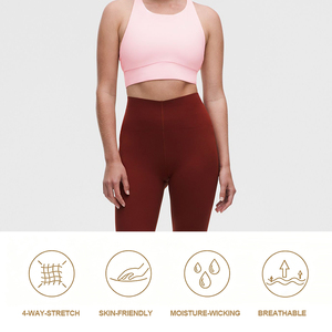 Conjunto de Sujetador Deportivo para Mujer con Logotipo Personalizado, Sin Costuras, Color Sólido, Cuello Alto, Soporte Simple, Transpirable, de Secado Rápido - Product Image 4