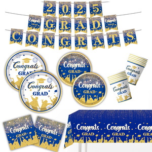 Tùy Chỉnh Dùng Một Lần Vàng Màu Xanh <span class=keywords><strong>2025</strong></span> Giấy Bộ Đồ Ăn Cho Tốt Nghiệp Valentine Của Ngày Các Bên Lễ Trang Trí Biểu Ngữ - Product Image 1