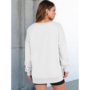 FOXA Women's Oversized Sweatshirt Long Sleeve V Neck Loose Pullover Tunic <b>Top</b> Asymmetric Drop Shoulder Cotton Blend Knitted - Product Image 4