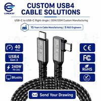 Câble USB4 Type-C vers Type-C LUNGKAY 40 Gbps 8K Ultra HD 240W/5A PD 3.1 Tressé Droit et 90° °   Support d'écran à angle droit pour MacBook