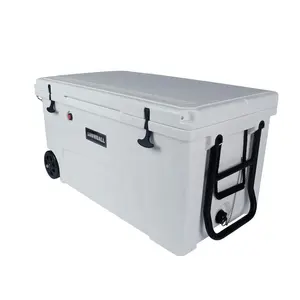 Benfan 75QT Rotomolded Picnic And Fishing Ice Cooler Box Set With Handle On 2 Wheels Cooler Box High Quality