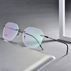 Wholesale Ultralight Titanium Alloy Rimless Glasses <b>Frame</b> Square Myopia Prescription <b>Eyeglasses</b> <b>Frames</b> Men Women - Product Image 1