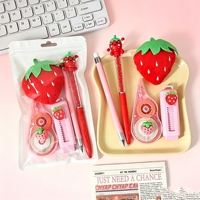 Offre Spéciale : Adorable Ensemble de Papeterie 5 Pièces en Métal et Plastique avec Broche en Peluche – Cadeau Idéal pour Étudiants et Fournitures Scolaires