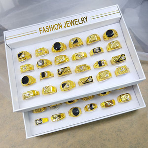 Grosir hadiah perhiasan cincin campuran geometris berlian berlapis emas perhiasan cincin jari paduan Chunky kristal <span class=keywords><strong>CZ</strong></span> es keluar untuk pria