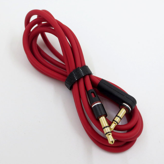 1.4m Straight to Angled Stereo Aux 3.5mm Audio Cable Red Color