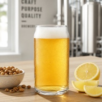 Verre à bière blanc premium 490 ml – Verre à bière cristallin épais à double anneau et base plate – Vente en gros pour brasseries