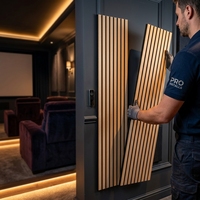 Panel Akustik Kayu Solid dengan Insulasi Suara, Pelapis Dinding Dekoratif Interior Modern