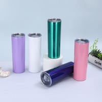 20oz 30oz Sublimatie Tumbler Skinny RVS Dubbelwandige Geïsoleerde Rechte Tumbler Bekers Blank Wit met Deksel en Rietje