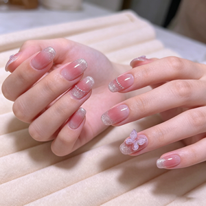 YZ 51 Faux ongles à presser faits main, <span class=keywords><strong>effet</strong></span> gel UV, transparents <span class=keywords><strong>effet</strong></span> glace, Aurore, Papillon, Œil de chat, Blush - Product Image 5