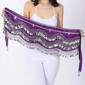 Falda <span class=keywords><strong>de</strong></span> Danza del Vientre con 248 Monedas Plateadas, Cinturón <span class=keywords><strong>de</strong></span> Danza con 3 Hileras <span class=keywords><strong>de</strong></span> Cuentas, Accesorios <span class=keywords><strong>de</strong></span> Danza, <span class=keywords><strong>Disfraz</strong></span> - Product Image 2