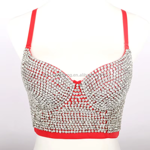 Débardeur Camisole Perlé pour Femme, Vêtement d'extérieur Transparent avec Détails Strass, Haut Corset Dos Nu Tendance - Product Image 4