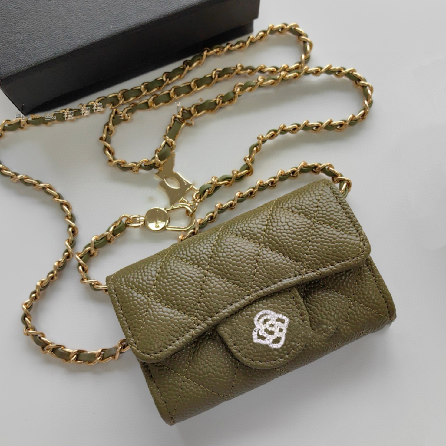 Hot Sale Mini Crossbody Phone Bag Caviar Leather Chain Coin Purse Luxury Wallet with Box