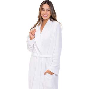 Custom Womens Fleece Shawl Collar Soft Plush Knee Length <b>Spa</b> <b>Robe</b> Cozy Sleepwear Bathrobe for Women Luxury - Product Image 3
