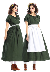 Robe coloniale à carreaux vert foncé HP, style Prairie, pour Halloween, Victorien, Médiéval, Pionnier, Gothique, Festival, Fête, Scène, Costume - Product Image 6