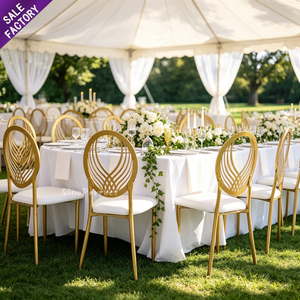 Compre Silla Tiffany Dorada con Respaldo Redondo de Sino Perfect Furniture, Muebles de Lujo para Banquetes, Fiestas, Bodas y Eventos al Aire Libre - Product Image 1