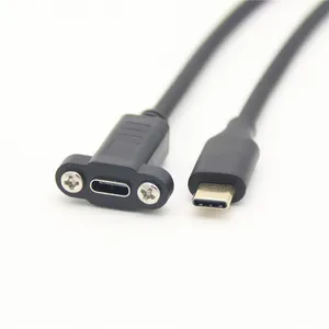 0.3m 0.5m 1m USB3.2/3.0/2.0 TYPE-C公对母电缆，带螺旋耳板安装充电扩展数据线线