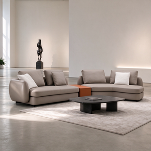 Sofá Curvo de 2 y 3 Plazas, Chaise Longue Seccional, Reposabrazos Redondeados Acolchados, Cojín de Respaldo Suelto, Perfil Bajo, Moderno, para Sala de Estar, Hotel, Villa - Product Image 3
