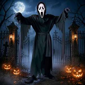 Scream Ghost <b>Adult</b> <b>Halloween</b> <b>Costume</b> with Robe and Mask Horror Role Play - Product Image 1