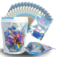 Sac holographique transparent en feuille d'aluminium personnalisé refermable petit emballage alimentaire en plastique zip-lock sacs hologrammes en mylar anti-odeur