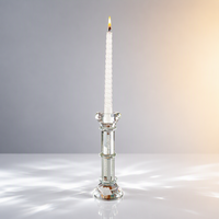 Porte-bougie en cristal taillé diamant, bougeoir en cristal concassé, base ronde facettée, décoration moderne pour la maison, table à manger