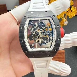 High-end Tonneau-shaped RM055 Automatic Mechanical Unisex Watch Ceramic Carbon Fiber Case Sapphire <b>Crystal</b> Rubber Band Butterfly - Product Image 2