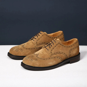 <span class=keywords><strong>Scarpe</strong></span> Derby Brogue Vintage Fatte a Mano per <span class=keywords><strong>Uomo</strong></span>, Allacciate, Casual, in Pelle Scamosciata, Stile Britannico - Product Image 3