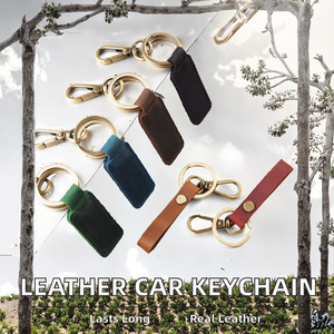 Genuine Leather Cowhide Hanging Closure Keychain <b>Metal</b> Pendant Fashion Personalized Car Keyring Accessories - Product Image 2