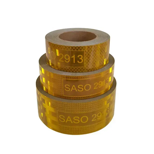 10cm*50m SASO 2913 Reflective Tape 4 inch Yellow Reflective Sticker For Truck Saudi Arabia