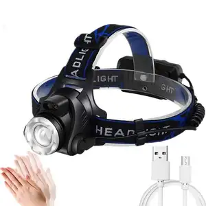 Induction Zoom Headlamp Torch, USB Rechargeable LED Head lamp 3 Modes Adjustable Suitable for Outdoor, Camping, Hiking