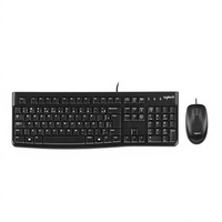 Ensemble clavier et souris ergonomiques filaires MK120, taille standard (104 touches), USB Plug & Play, suivi 1000 DPI, noir, pour bureau et domicile