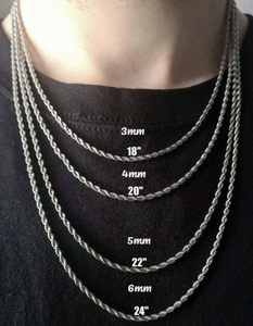 Colar de Corrente de Corda em Prata Esterlina 925 de 4mm, 5mm, 6mm, 7mm, Corrente de Corda Personalizada Banho de Ouro para Homens - Product Image 6