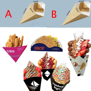 Caja de Papel Crepé Biodegradable Roja y Negra con Logotipo Impreso Personalizado, Embalaje Triangular para Llevar, Soporte para Conos de Waffle - Product Image 6