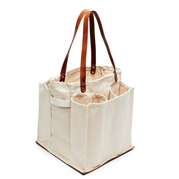EW0120 robuste borse di tela per uso pesante borse per la spesa mercato degli agricoltori con manici in pelle