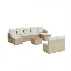 Conjunto de Sofás de Jardín Beige, Muebles de Ratán para Exteriores con Cojines de Espuma de Alta Densidad, Diseño Contemporáneo Impermeable - Product Image 1