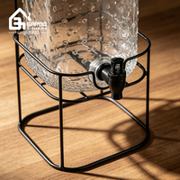 Distributeur de boissons en verre de 3,8 L avec robinet sur support métallique, grand récipient en verre pour jus de fruits, limonade, thé glacé pour les fêtes