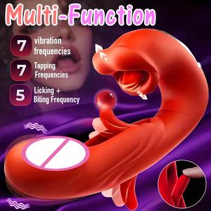 Vibratori per leccare la lingua 4 in 1 Dildo rosa <span class=keywords><strong>Sex</strong></span> Toy clitoride modalità Swing succhiatore Clit Clit stimolatore G Spot piacere strumenti - Product Image 3