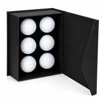 Lot de 6 balles de golf blanches, boîte cadeau noire, insert en mousse de qualité supérieure, logo personnalisé, vente en gros, OEM, fournisseur direct d'usine