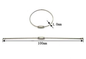 EWANG Stainless Steel 100mm Screw Lock Wire Cable <b>Key</b> Ring Wire Keychain - Product Image 3