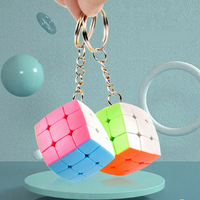 Mini porte-clés cube puzzle couleur unie, jouet rotatif, pendentif porte-clés, jouet éducatif anti-stress pour enfants, décoration de sac