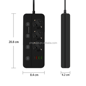 Nhà Máy Giá cá nhân thiết bị chuyển mạch Châu Âu Dải điện, 3 ổ cắm với <span class=keywords><strong>USB</strong></span> Một và <span class=keywords><strong>USB</strong></span> C Cổng, đa chuyển đổi EU cắm bảng điện - Product Image 3