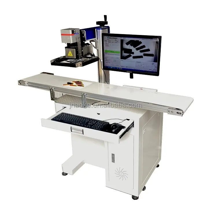 JPT Automatic Feeding Laser Marker 20w 30w 50w Fiber Laser Flying Marking Machine with Conveyor Belt for Pen Marking