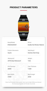 Reloj de Pulsera para Hombre Poedagar 857, Nuevo Estilo con Esfera Cuadrada, Diseño de Acero Inoxidable, Fabricante de Relojes de Cuarzo Resistentes al Agua para Hombre - Product Image 6