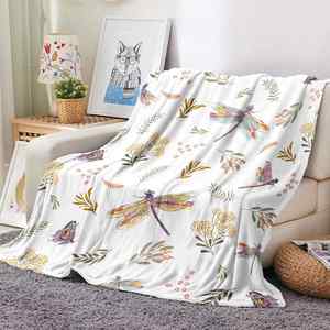 Léger libellule fleur impression flanelle polaire couverture doux confortable papillon plante personnalisé jeter couverture pour canapé canapé lit - Product Image 3