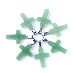 थोक रत्न पेंडुट्स प्राकृतिक पत्थर क्रॉस बेड्स गहने बनाने के लिए पत्थर क्रॉस पेलेंट - Product Image 5