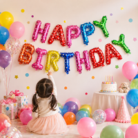 Ensemble populaire de ballons à l'hélium, ballons en feuille de Mylar avec inscription Joyeux Anniversaire pour la décoration de fêtes d'anniversaire, de mariages et autres célébrations